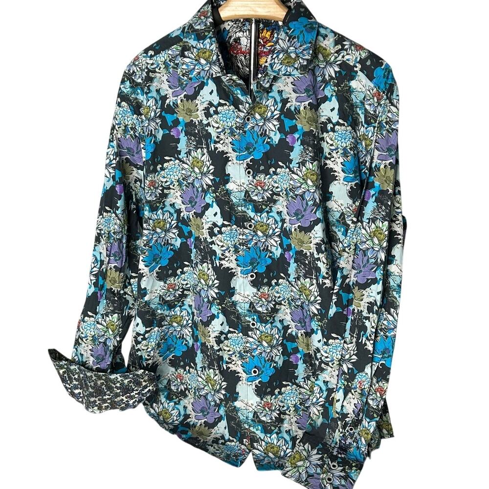 Robert Graham mens sz XL multicolor blue and purple floral long sleeve shirt
